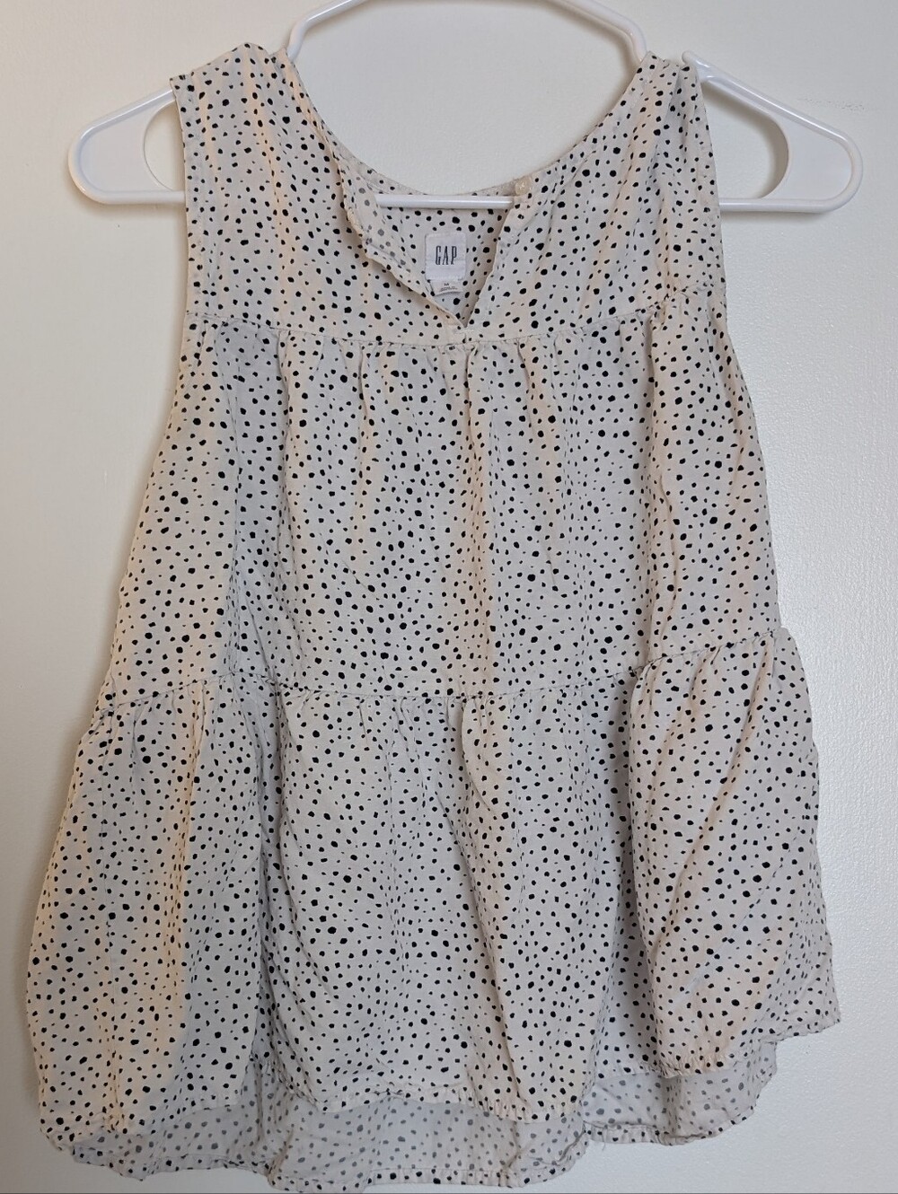 GAP Cream Polka Dot Sleeveless Peplum Top